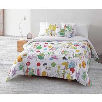 RIPSHOP - Funda nórdica de algodón percal de 175 Hilos - Cama de 135/140 x 190/200 cm - Artista ilustradora Anna Llenas | Indiana