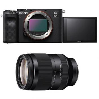 Cámara Mirrorless Sony Alpha 7C Negra con Objetivo Zoom FE 24-240mm, Sensor CMOS Full Frame, WiFi y Video 4K