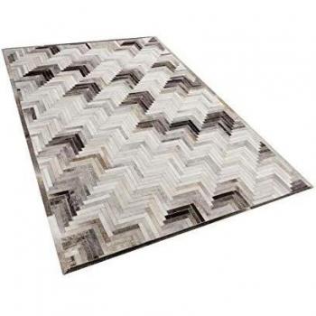 Alfombra de Piel de Vacuno Gris Beige 140 x 200 cm Patchwork Clásico Moderno