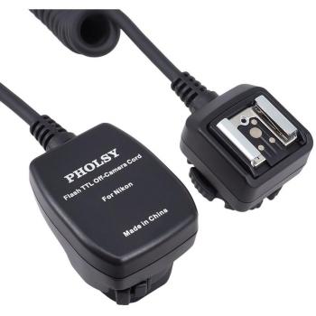 Cabo de Sincronización TTL para Flash Externo PHOLSY de 2 m para Nikon DSLR - Reemplazo SC-28 / SC-29