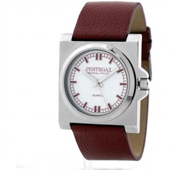 Pertegaz Reloj Analógico Unisex de Cuarzo con Correa en Cuero PDS-018-B, Diámetro de 38 mm