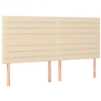 Cabecero con luces LED tela crema 180x5x118/128 cm
