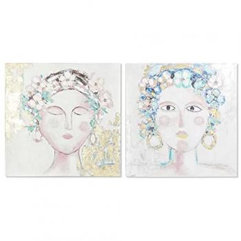 Cuadro DKD Home Decor 100 x 3,5 x 100 cm Mujer Escandinavo (2 Unidades)