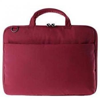 Tucano Dark freecolor Funda rígida para Ordenador portátil de hasta 14 Pulgadas, para la estación de Trabajo móvil con función Atril y Correa de Hombro Desmontable – Rojo