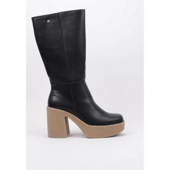Bota Tacón Media Caña mujer Negro Top 3 22891