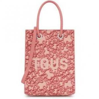 Tous Kaos Mini Evolution Pop Bolso Pequeño con Estampado Rosa o Coral para Mujer