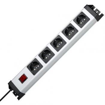 Kopp Regleta de enchufes Powerversal, 5 tomas Tipo F - Schuko alemán, longitud del cable 1.4m, con interruptor iluminado, IP 20, 250 V AC, 16A