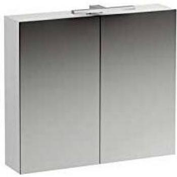 Armario Espejo LED LAUFEN Base 80 cm, 2 Puertas, Blanco Brillante