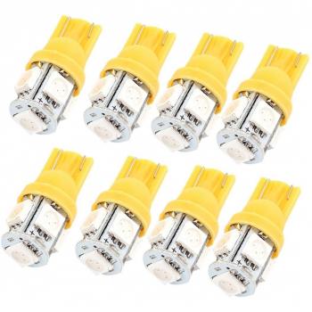 sourcing map T10 168 194 W5W Luz Ámbar 5 Ledes 5050SMD Bombilla de Panel Tablero
