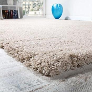 Alfombra Shaggy Micropoliéster Salón Elegante Resistente Pelo Largo Beis Claro, Grösse:60x110 cm