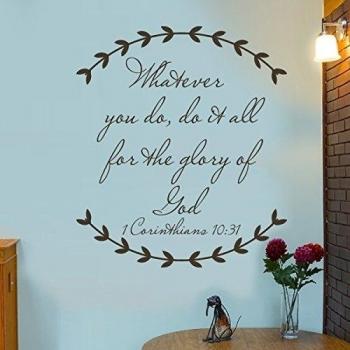 Biblia denominación vers de pared Anfš¹hrungsstrich ¡°Whatever You Do, Do It All For The Glory Of God ¡±, vinilo, custom, 65hx57w
