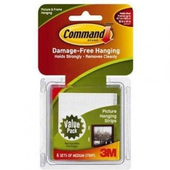 Bianco 6 set/Pkg comando media foto impiccagione strisce 3M 17204