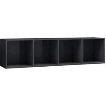 vidaXL BibliothÃ Que/Mueble TV Gris Brillante 143 x 30 x 36 cm