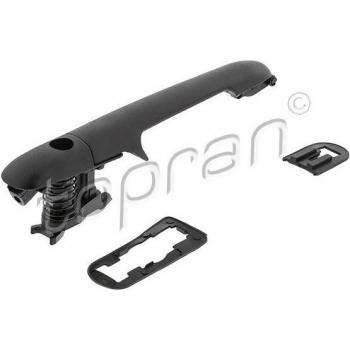 Manecilla de puerta TOPRAN 111 350, tipo exterior, fabricada en material resistente, diseño ergonómico para un agarre cómodo, acabado en color negro, compatible con diversas marcas y modelos de vehículos