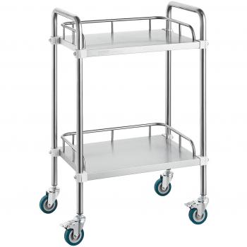 Vevor 2-Shelf Stainless Steel Lab Rolling Cart with Swivel Wheels