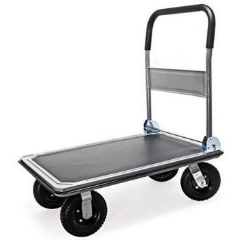 Carrito Plataforma Plegable de Transporte 300kg con Neumáticos y Revestimiento Antideslizante