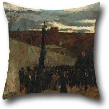 PINTURA al óleo Ramón Tusquets - entierro de Fortuny fundas de cojín 18 x 18 pulgadas/45 por 45 cm regalo o decoración para Adolescentes Niños, niños niñas, Navidad, Pub, banco, Club - ambos lados