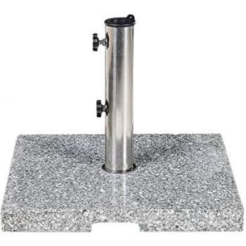 Base para sombrilla cuadrada de granito gris 45 x 45 cm con acero inoxidable, 25 kg Ceggia