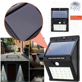 Faro Solar Recargable de 20 LEDs con Sensor de Movimiento para Exterior