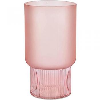 Jarrón de Cristal Rosa Opaco Redondo 26cm - Decoración Elegante para el Hogar