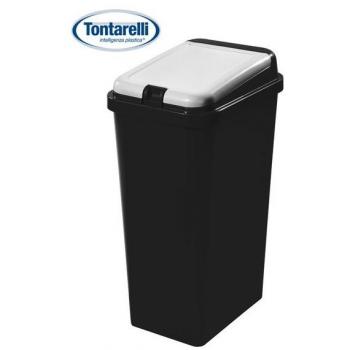 Cubo de basura rectangular Bido 45L negro/blanco