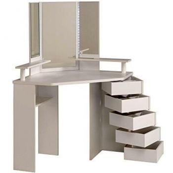 Espejo de Maquillaje Parisot Volage con 5 Cajones Giratorios, Blanco, 80x142x80 cm