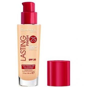 Rimmel London Lasting Finish 25-Hour Liquid Foundation, Sweat Proof and Full Coverage Formula with SPF 20 Formula, True Ivory, 30 ml