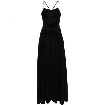 Emporio Armani Women's Striped Midi Dress in Black | Size 40 | 3D2A7J2JJHZ0999
