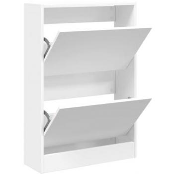 Zapatero de Madera de Ingeniería 60x21x87,5 cm Color Blanco, Roble Ahumado y Gris Hormigón