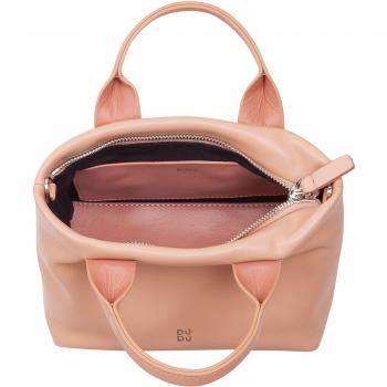 Bolso de mano multiposición de piel Dudu con bandolera de cadena, cuero auténtico, tamaño mini 22x13 cm, doble asas, cierre ZIP