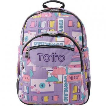 Mochila Escolar Totto Crayoles Morado Ciber Poliéster Multicolor