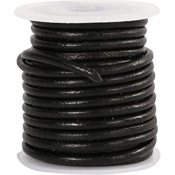 Cuerda de Cuero Negra de 3 mm, 5 m, 1 Rollo