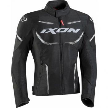 Ixon Chaqueta de Moto Striker Air WP Negro-Blanco, chaqueta textil para motocicleta, impermeable, color negro y blanco, talla XL