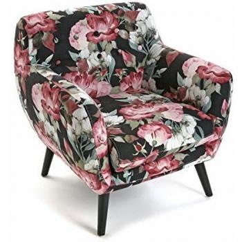 Versa 19880460 Sillón individual Pink Flowers, 68x63x76,Madera, Butaca, Sofá