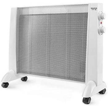 Taurus PRMB 1600 1600-Radiador de Mica, W, 3 temperaturas, termostato Regulable, Ruedas, protección Anti Calentamiento, Silencioso, Blanco, Acero