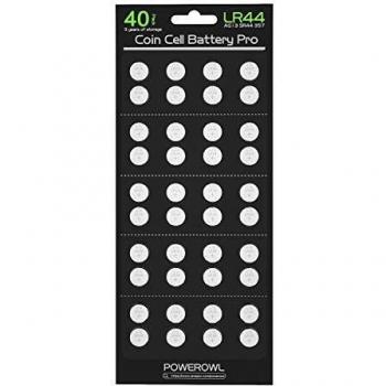 POWEROWL 40 Pilas de Botón Alcalinas AG13 LR44 de 1.5 V, A76/ V13GA / GP76A / 357 / SR44W Baterías de Botón