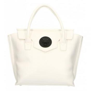 Plein Sport Women's Large White Polyurethane Handbag with Adjustable Detachable Shoulder Strap