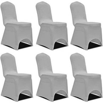 vidaXL 6x Fundas Ajustadas de Sillas Blanco Cubierta Asiento Fiesta Decoración