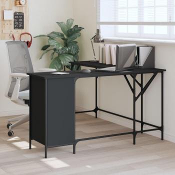 vidaXL L-Shaped Writing Desk with Cabinet Black 141x141x75 cm Engineered Wood