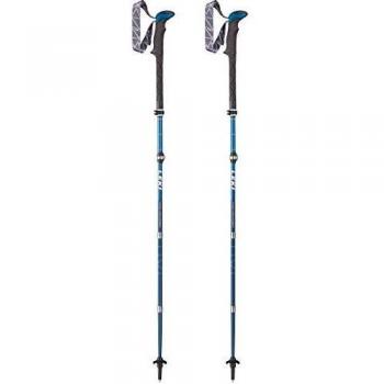 Leki Bastones de Senderismo Unisex Micro Vario Carbon para Adultos, Color Blanco, Azul y Rojo neón, Talla única, 110 - 130 cm