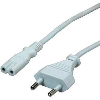 Value Cable de Red euroconector Plano a C7, 2 Polos, Blanco 1,8m