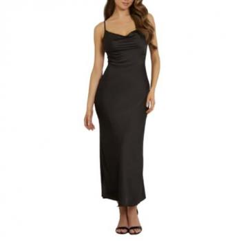 GUESS Women's Satin Slip Dress Akilina in Jet Black, XL