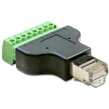 Adaptador RJ45 Macho a Terminal Block 8 Pines 2 Piezas Delock 65389