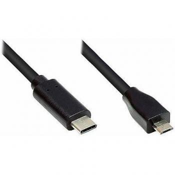 Cable USB 2.0 de 5 m con conector C a micro B, color negro