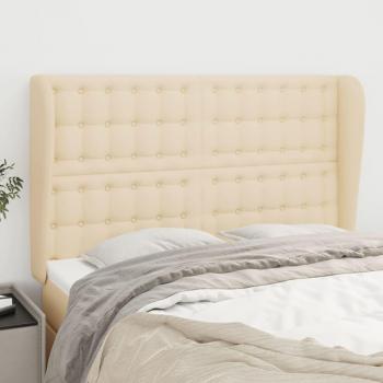 Cabecero con orejas de tela color crema 147x23x118/128 cm vidaXL