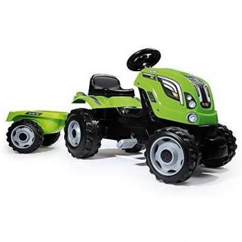 Tractor Farmer XL verde a pedales con remolque