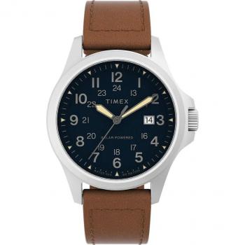 Timex Reloj Hombre Analogico Solar con Correa de Cuero TW2V03600QY