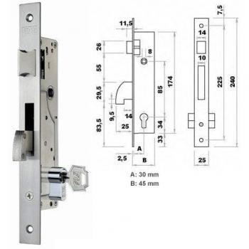 Fac M107078 - Cerradura metal picaporte gancho 7003 30-05