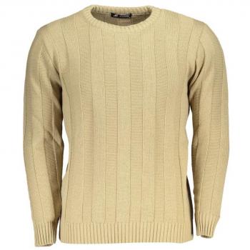 U.S. Polo Assn. Men's Beige Round-Neck Knitwear Sweater - Size L with Logo Detail