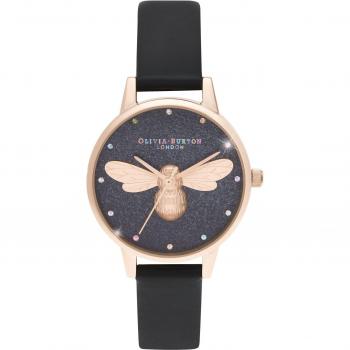 Olivia Burton Rainbow Lucky Bee Women's Vegan Leather and Stainless Steel Watch (OB16FB13)